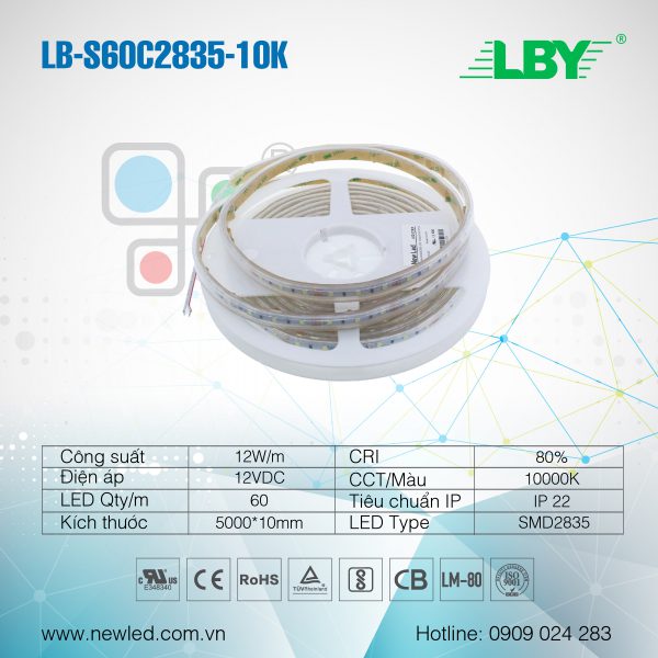 LED dây LBY 60LED/m LB-S60C2835-10K (Silicon)