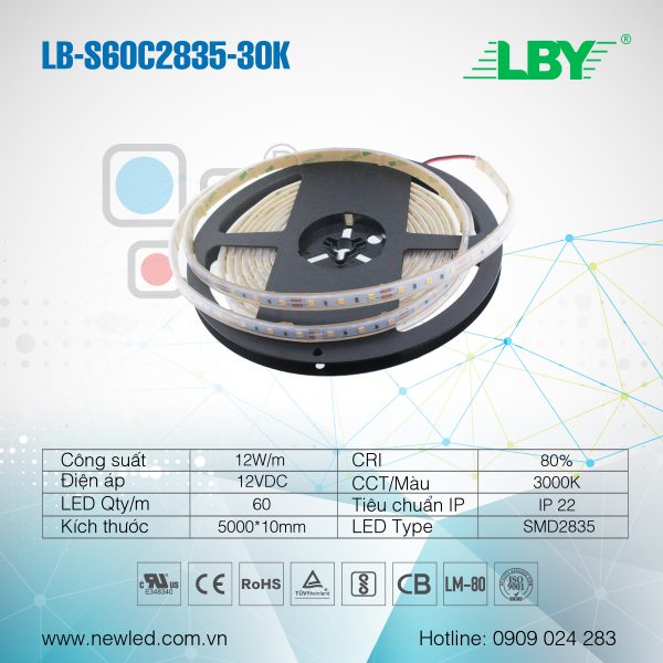 LED dây LBY 60LED/m LB-S60C2835-30K (Silicon)