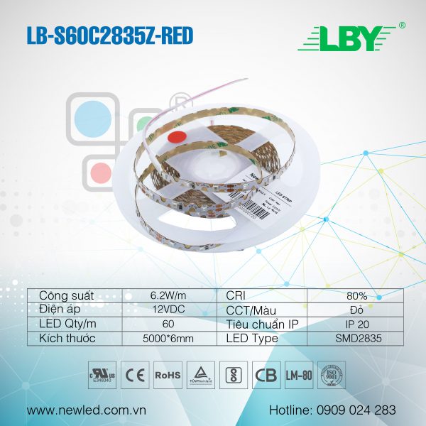 LED dây LBY LB-S60C2835Z-RED ZICZAC ĐỎ