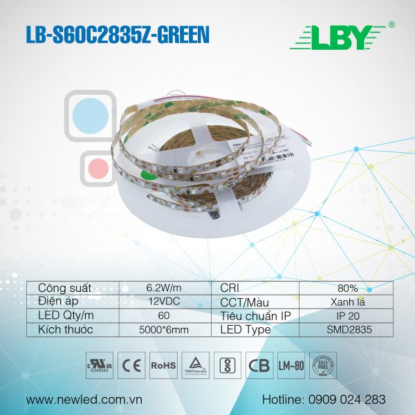 LED dây LBY LB-S60C2835Z-GREEN ZICZAC XANH LÁ