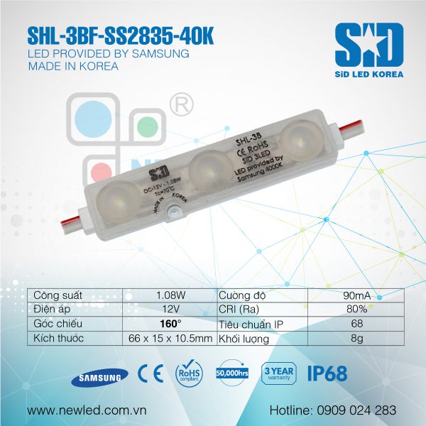 LED Hàn Quốc SiD 3 bóng Samsung màu 40K