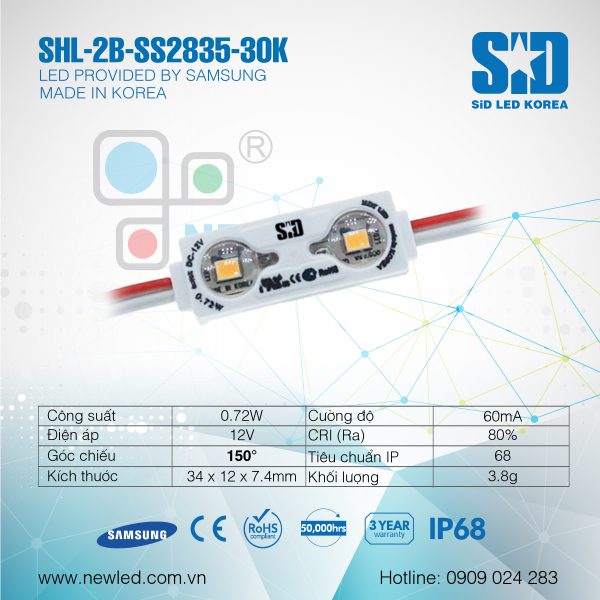 LED Hàn Quốc SiD 2 bóng Samsung màu 30K