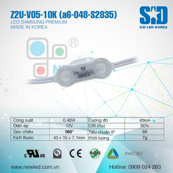 LED Hàn Quốc SiD 2 bóng Samsung màu 10K