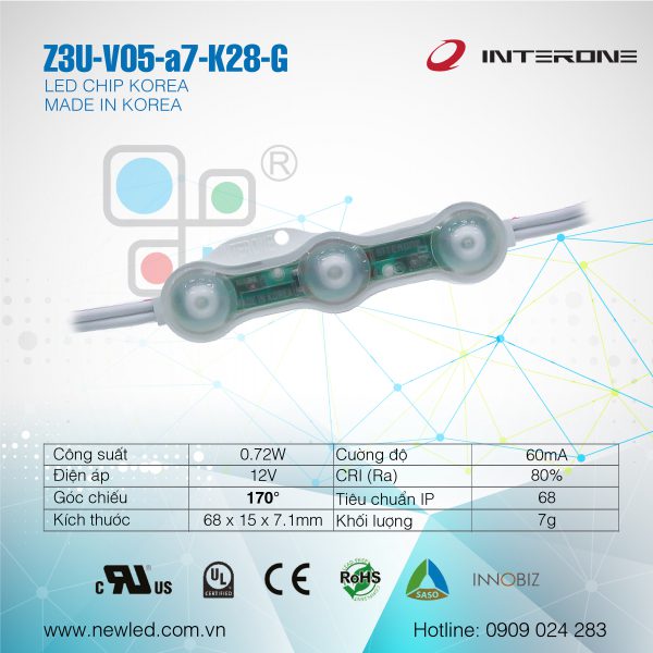 LED Hàn Quốc Interone 3 bóng XANH LÁ