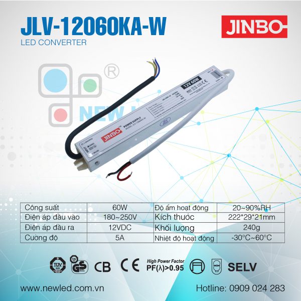 Nguồn Jinbo Chống nước 60W JLV-12060KA-W