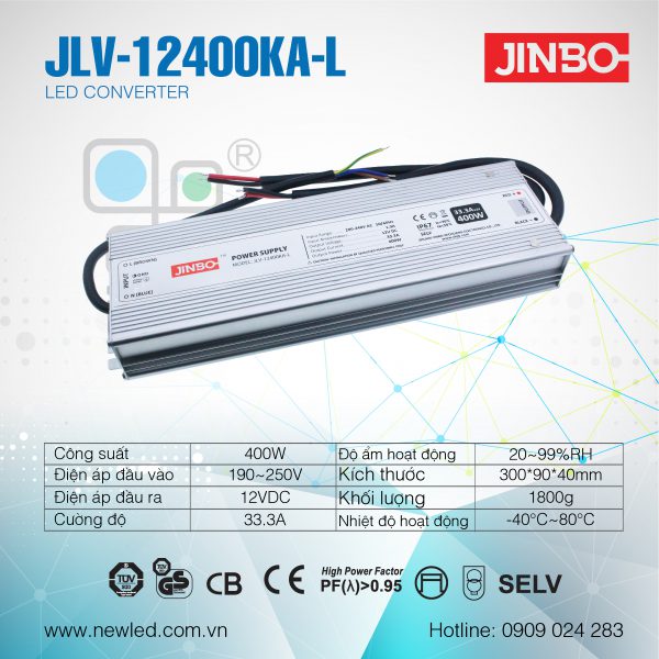 Nguồn Jinbo Chống nước 400W JLV-12400KA-L