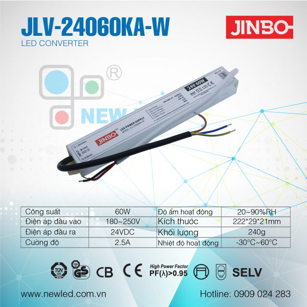 Nguồn Jinbo Chống nước 24V 60W JLV-24060KA-W