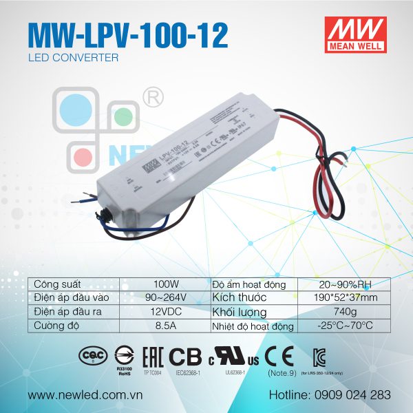 Nguồn Mean Well 100W MW-LPV-100-12