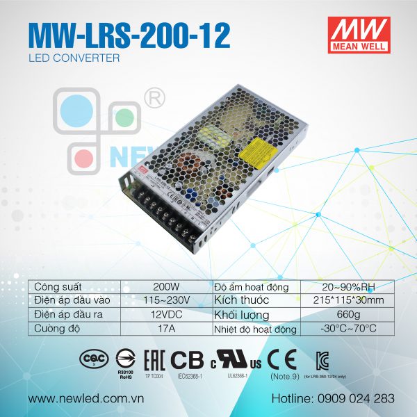 Nguồn Mean Well 200W MW-LRS-200-12