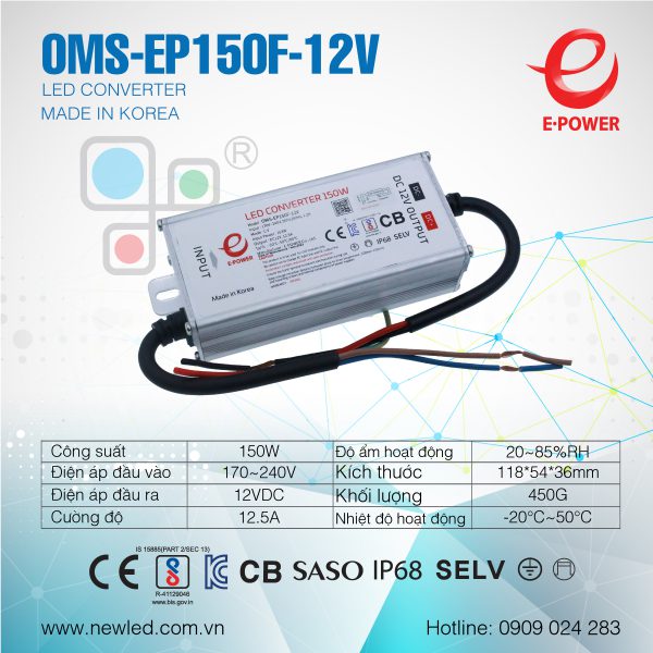 Nguồn Hàn Quốc E-POWER 150W OMS-EP150F-12V