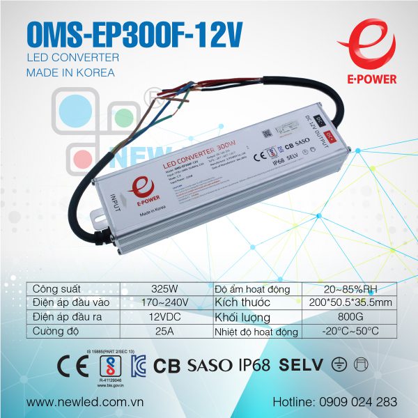 Nguồn Hàn Quốc E-POWER 300W OMS-EP300F-12V